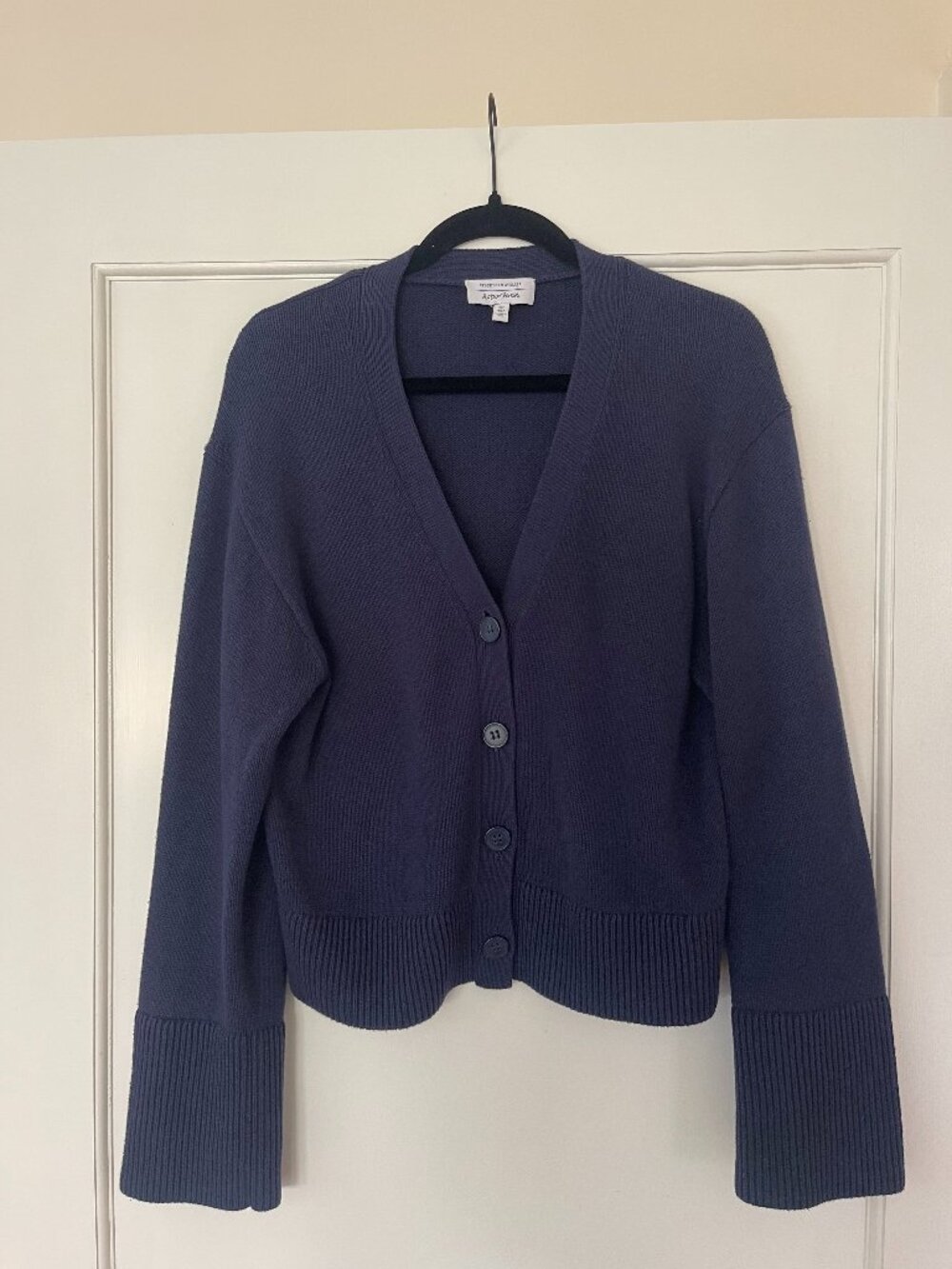 Relaxed Dark Blue V-Neck Cardigan